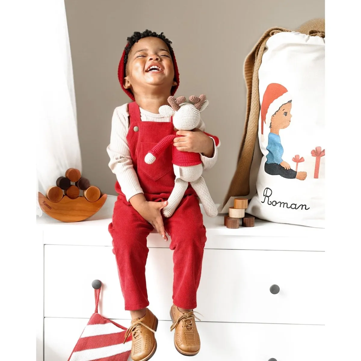 2T Merry Red Organic Corduroy Overalls