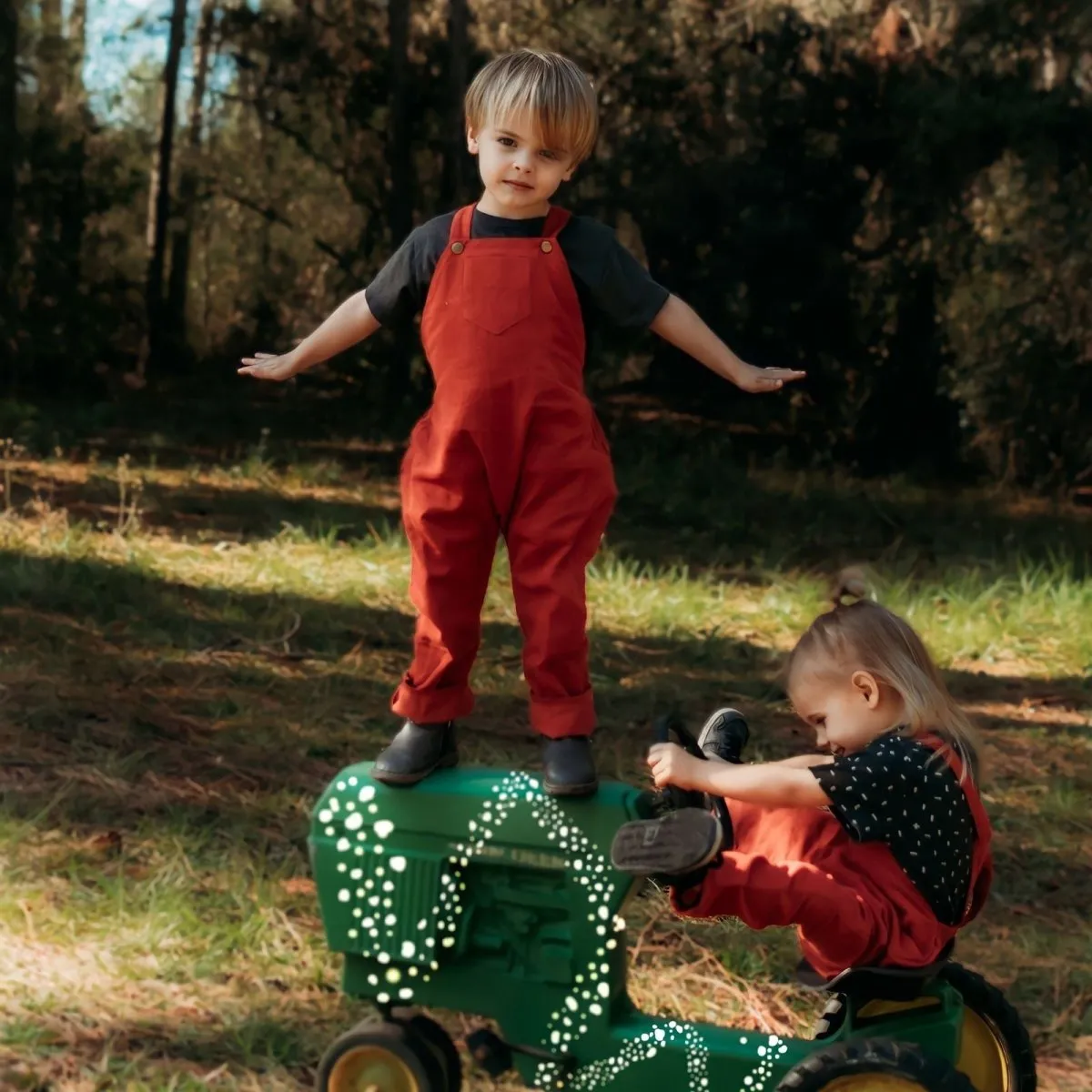 2T Merry Red Organic Corduroy Overalls