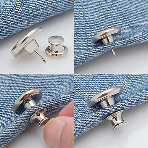 6PCS Perfect Fit Instant Button, Instant Buttons, Jean Replacement Buttons Removable Button No Sew Buttons to Extend or Reduce an Inch to Any Pants Waist in Seconds!