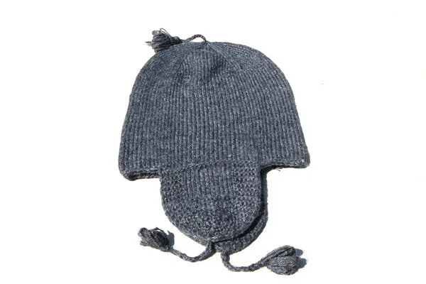 Alpaca Hand Knitted Riding Beanie in Charcoal