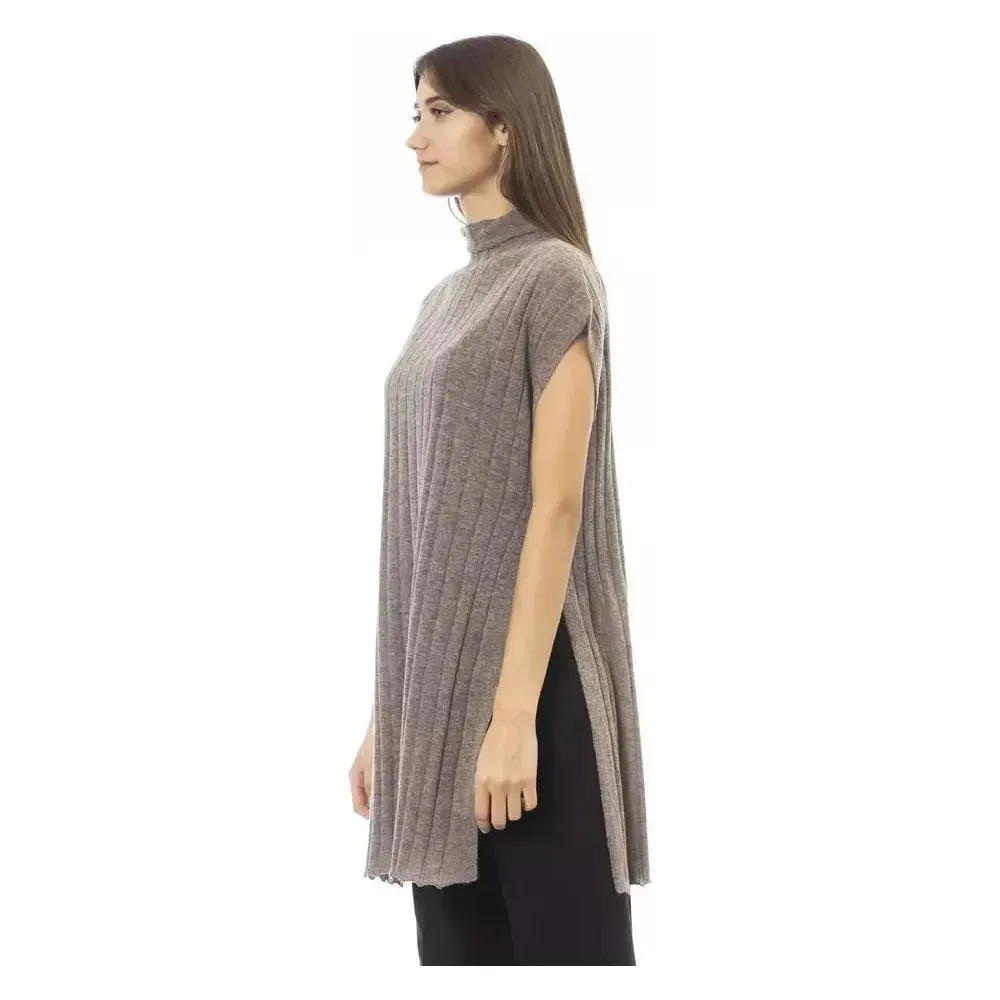 Alpha Studio Brown Wool Women Turtleneck Sweater