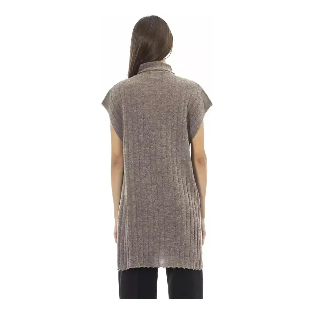 Alpha Studio Brown Wool Women Turtleneck Sweater