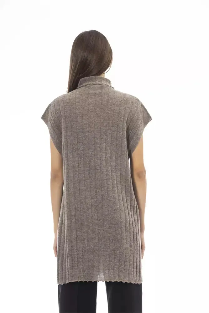 Alpha Studio Brown Wool Women Turtleneck Sweater