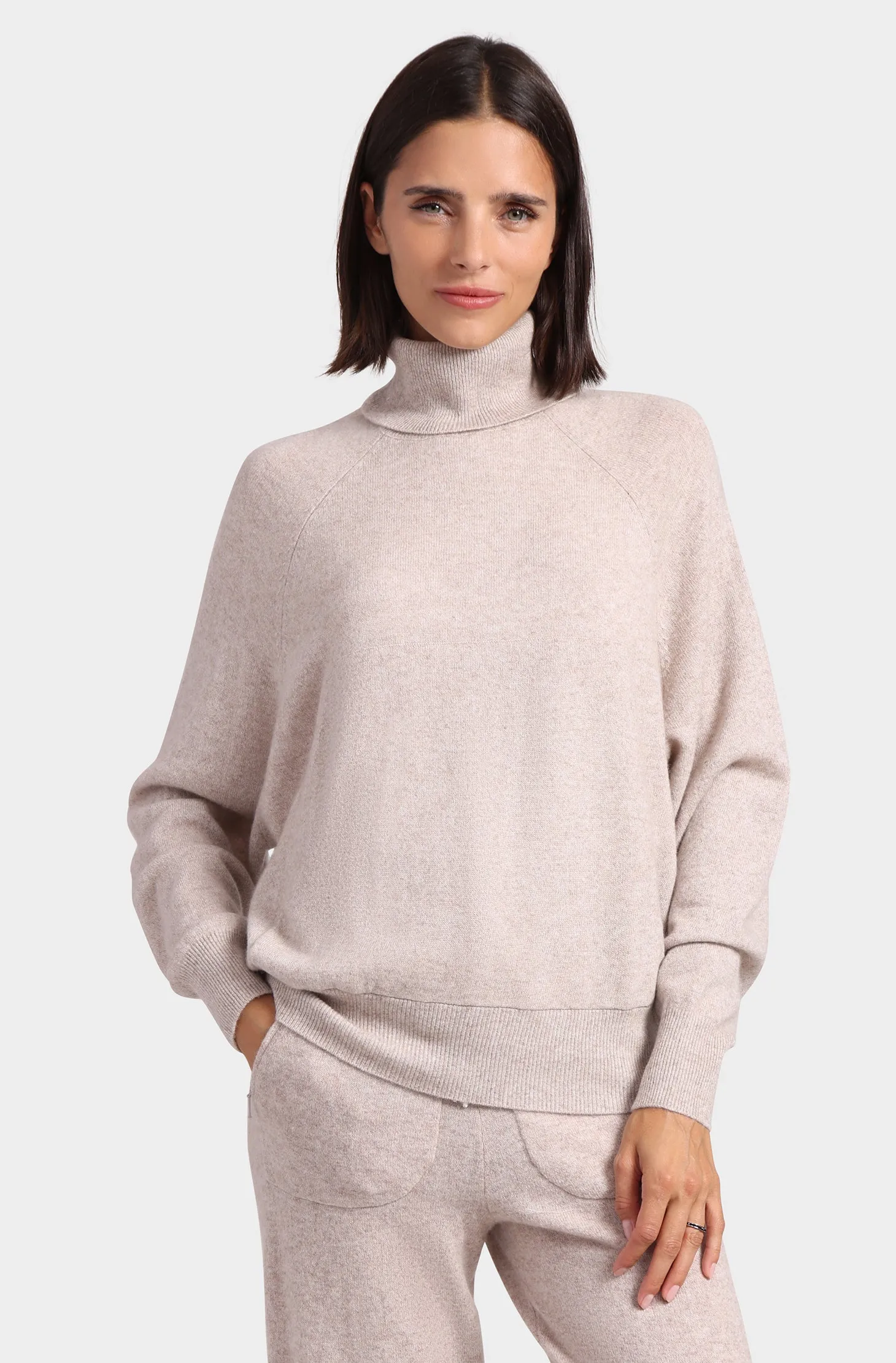 Cashmere Oversized Turtleneck with Front Pocket