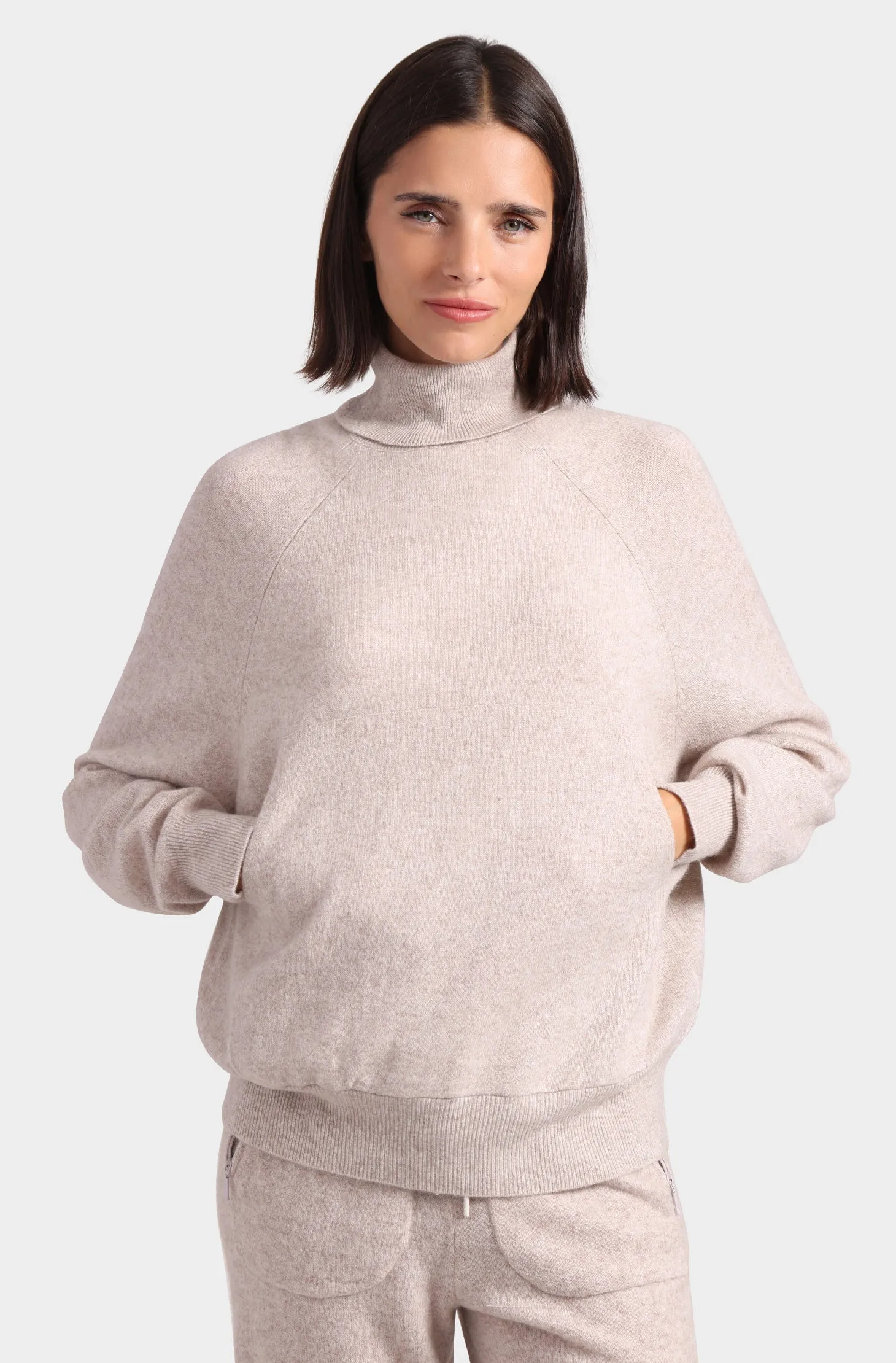 Cashmere Oversized Turtleneck with Front Pocket