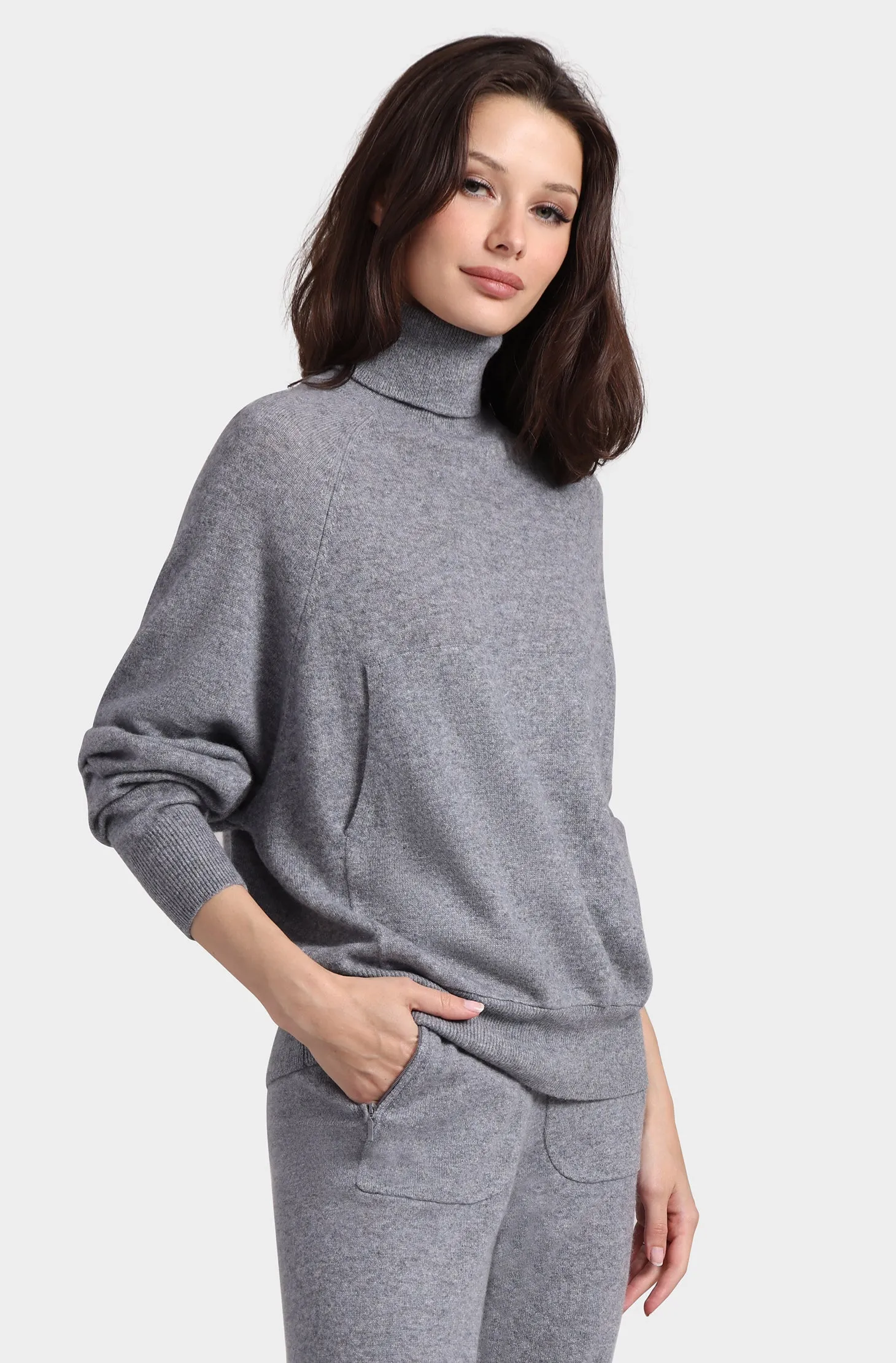 Cashmere Oversized Turtleneck with Front Pocket