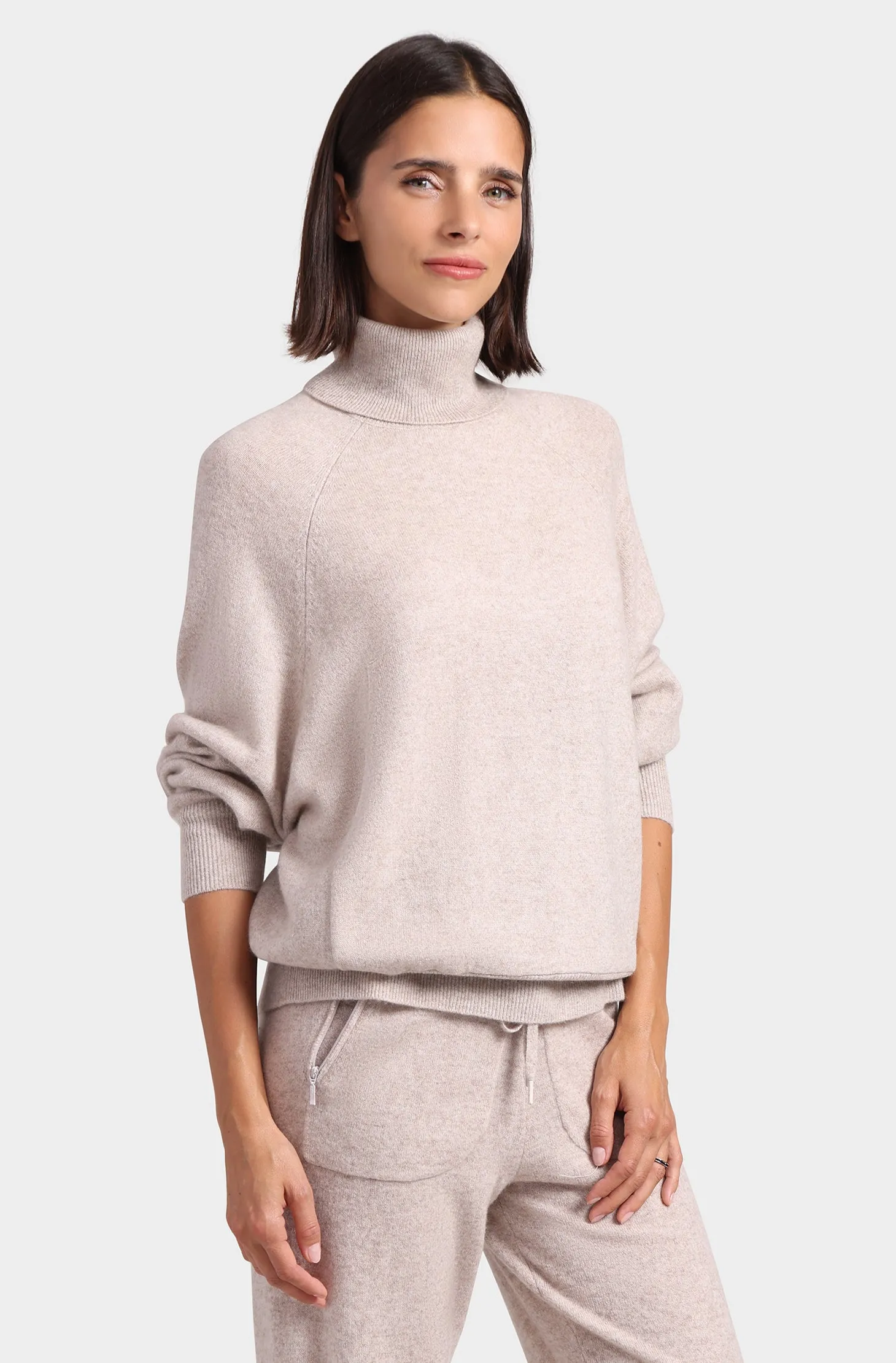 Cashmere Oversized Turtleneck with Front Pocket