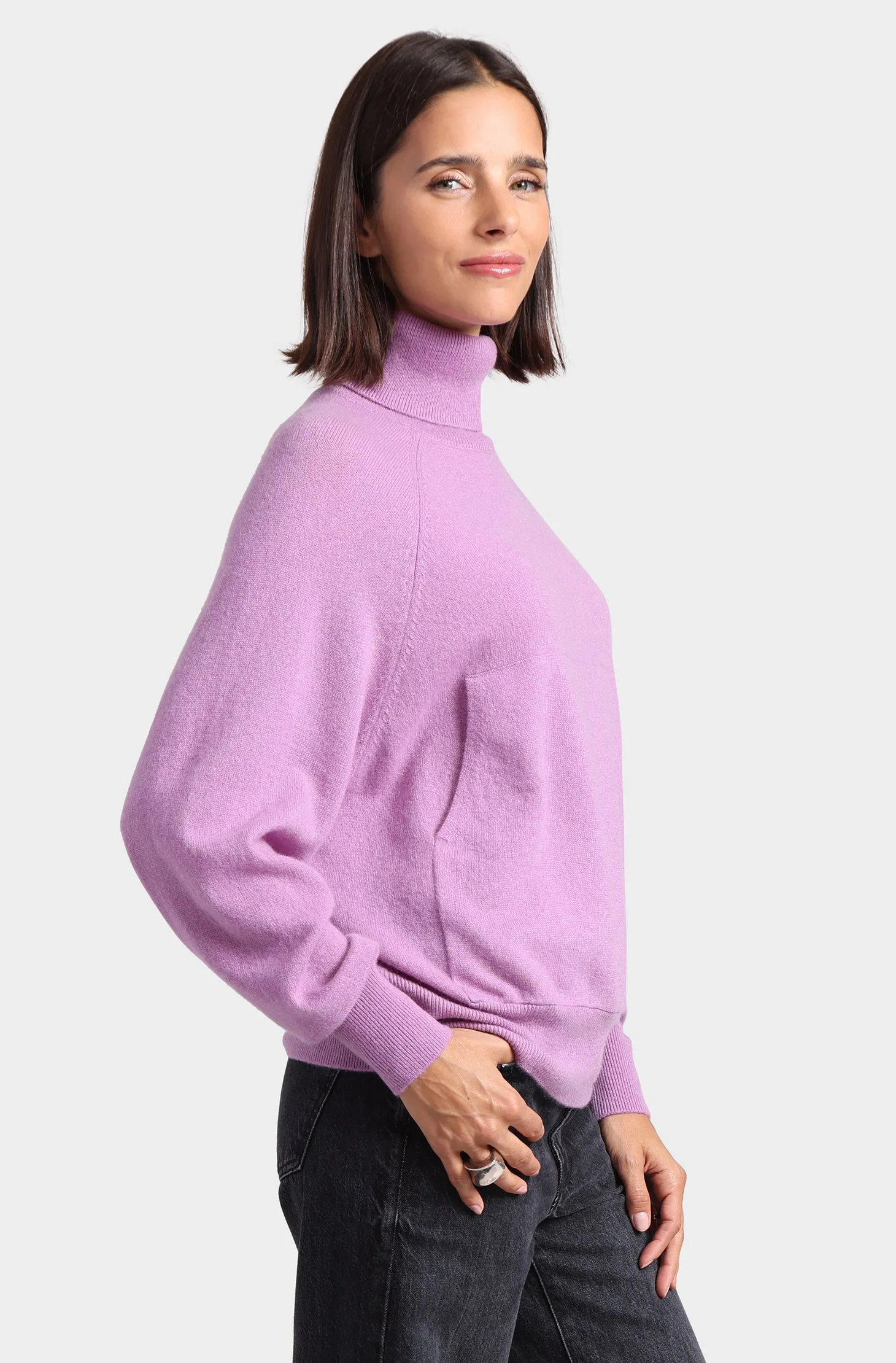 Cashmere Oversized Turtleneck with Front Pocket