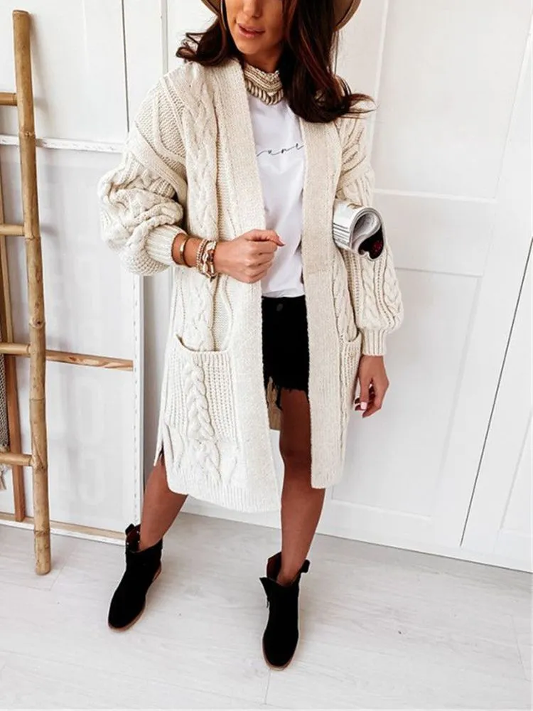 Chunky Long Knitted Hand Braid Long Cardigan Sweater Jacket Knitwear