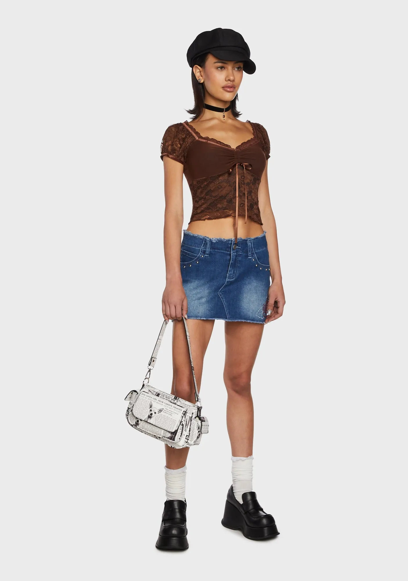 Cross-Country Trip Crop Top - Brown