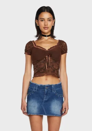 Cross-Country Trip Crop Top - Brown