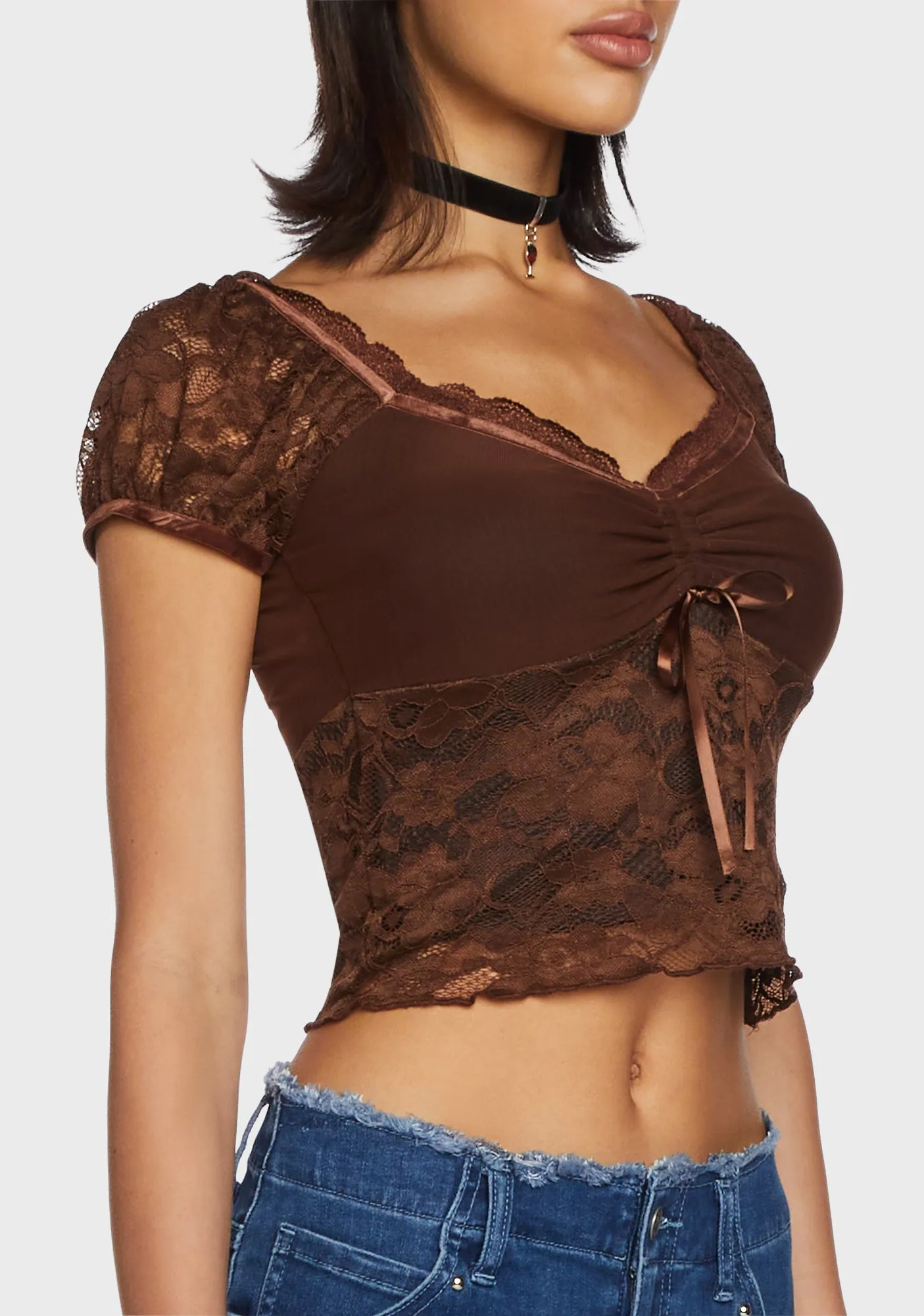 Cross-Country Trip Crop Top - Brown