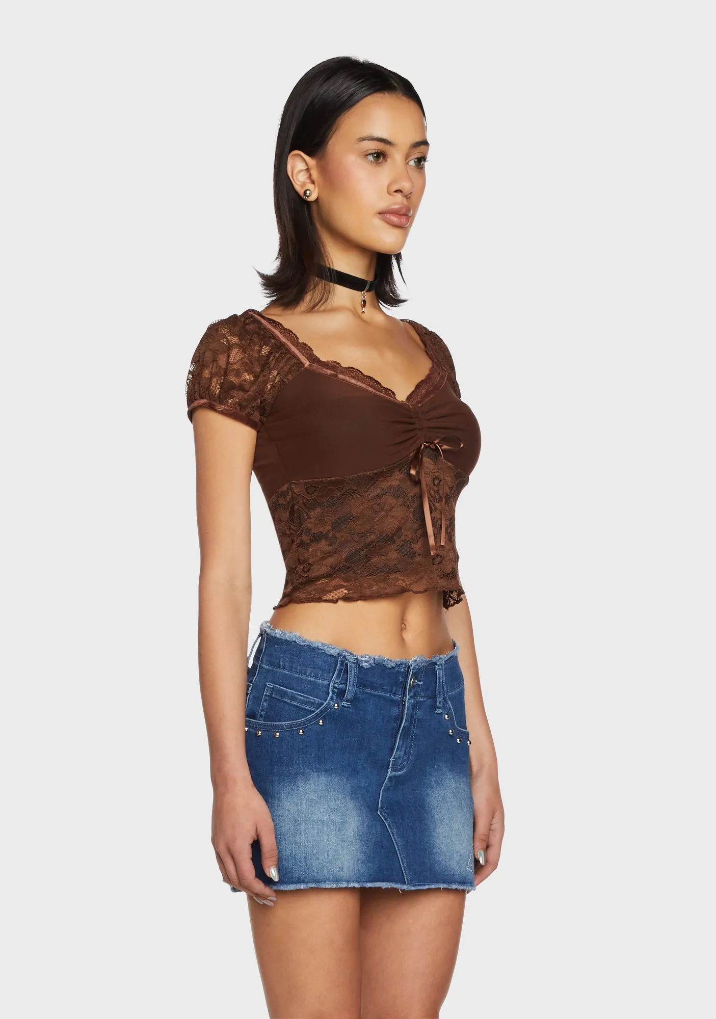 Cross-Country Trip Crop Top - Brown