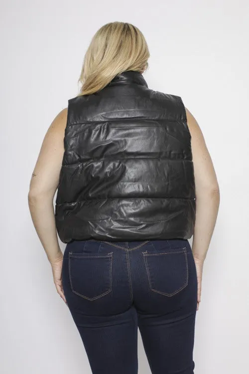 Curvy Girl Pleather Puffer Vest