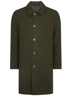 Dark Green Vintage Style Single Breasted Wool Overcoat