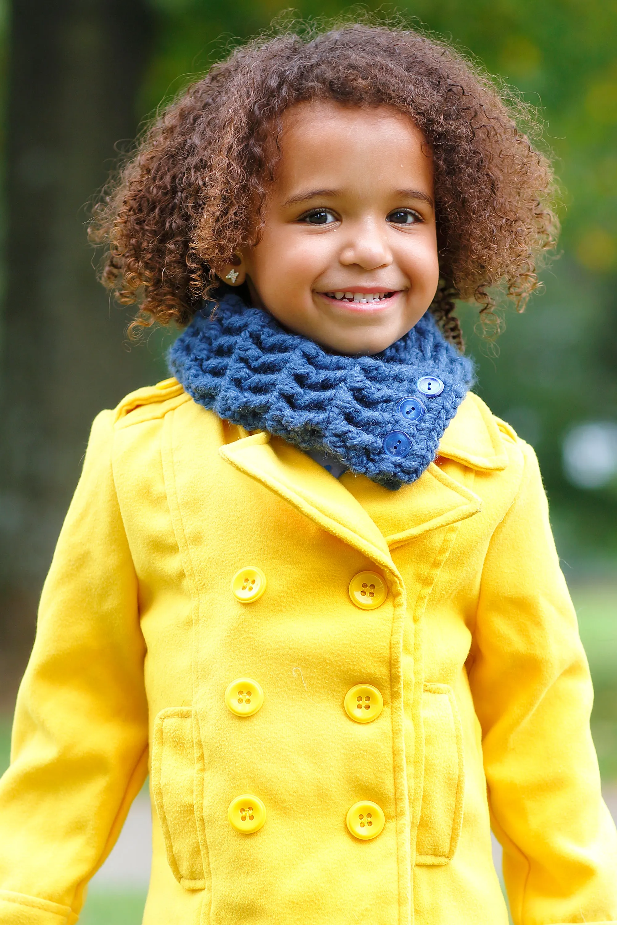 Denim blue button scarf