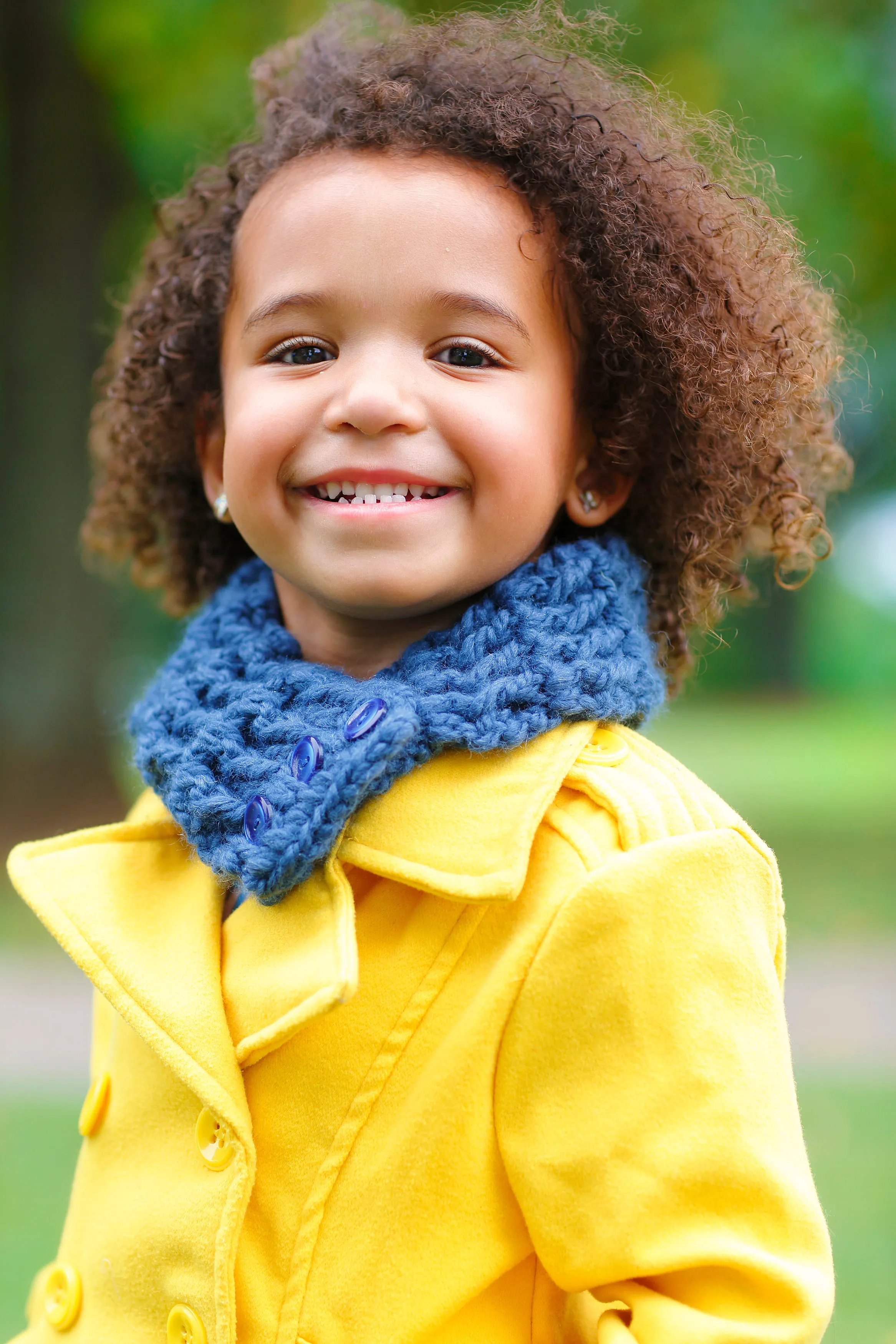 Denim blue button scarf