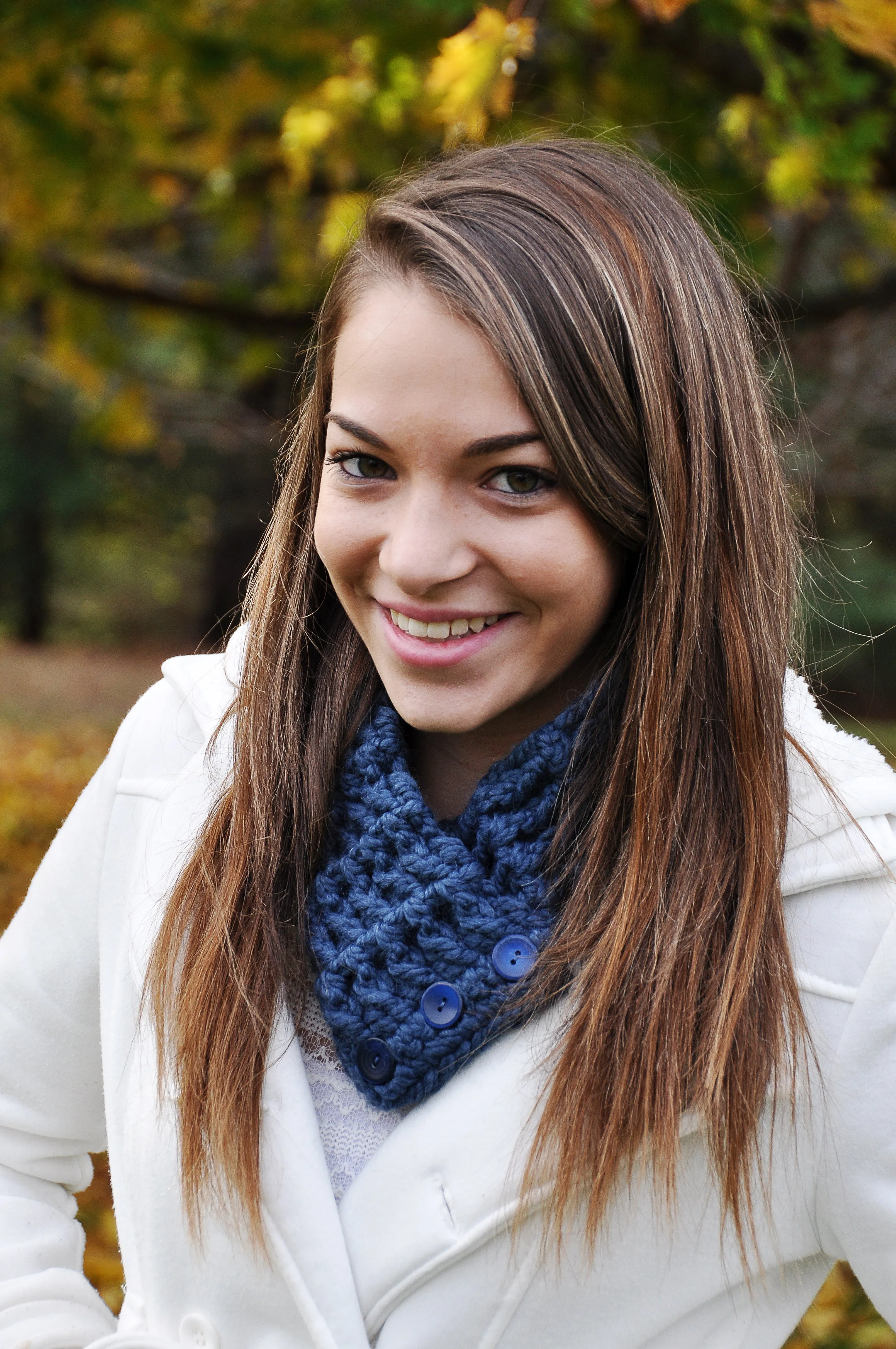 Denim blue button scarf