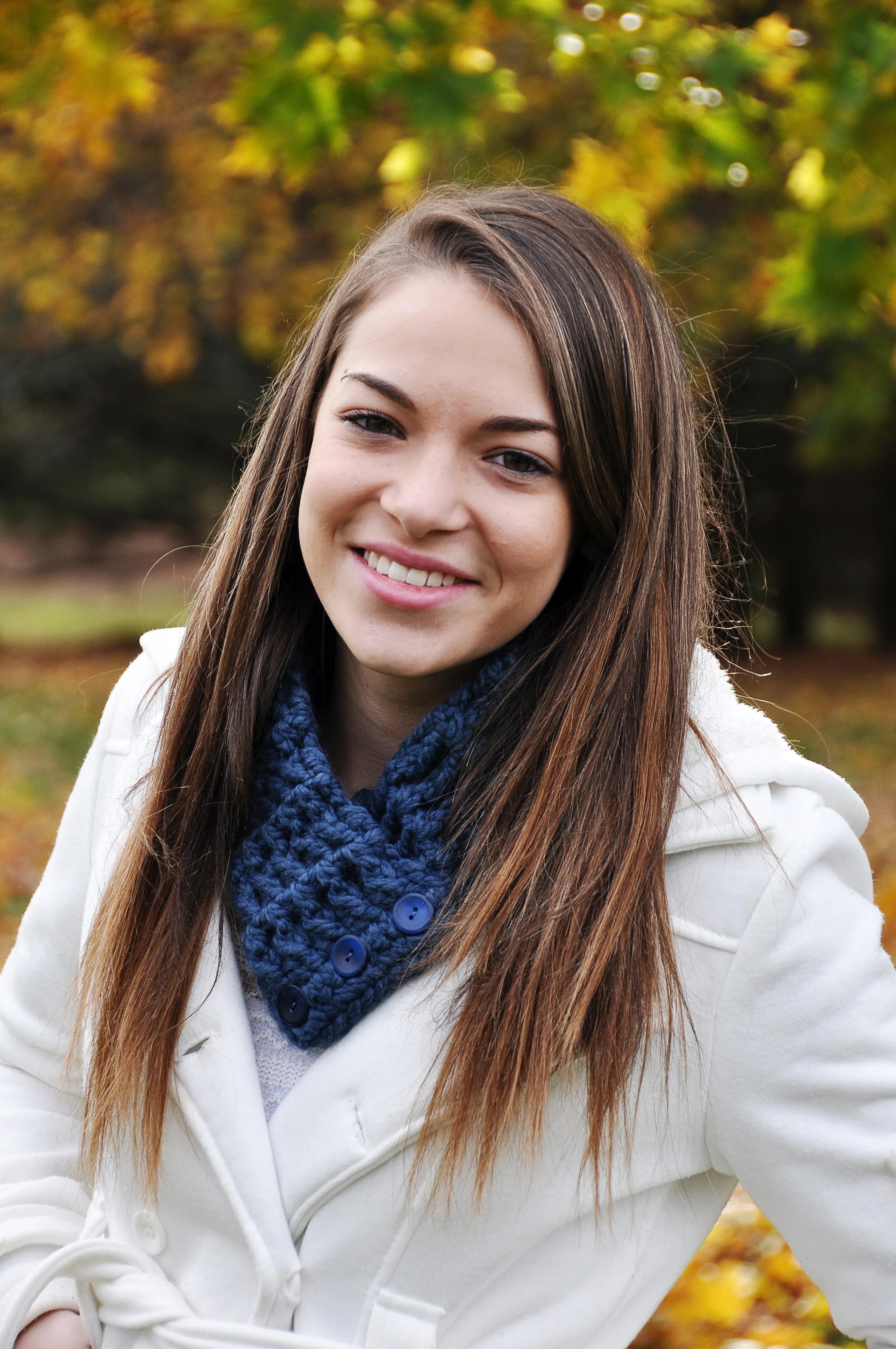 Denim blue button scarf