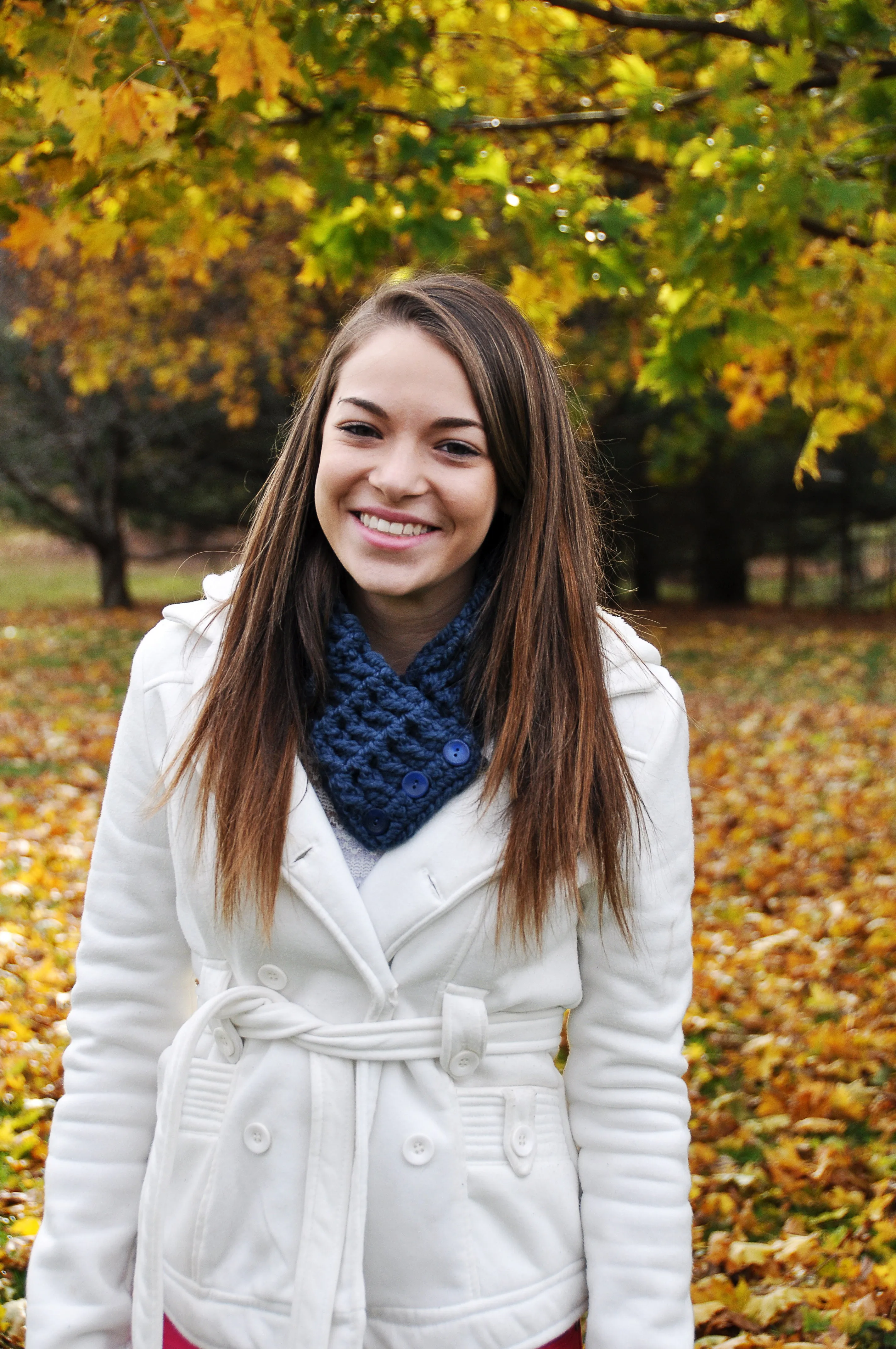 Denim blue button scarf