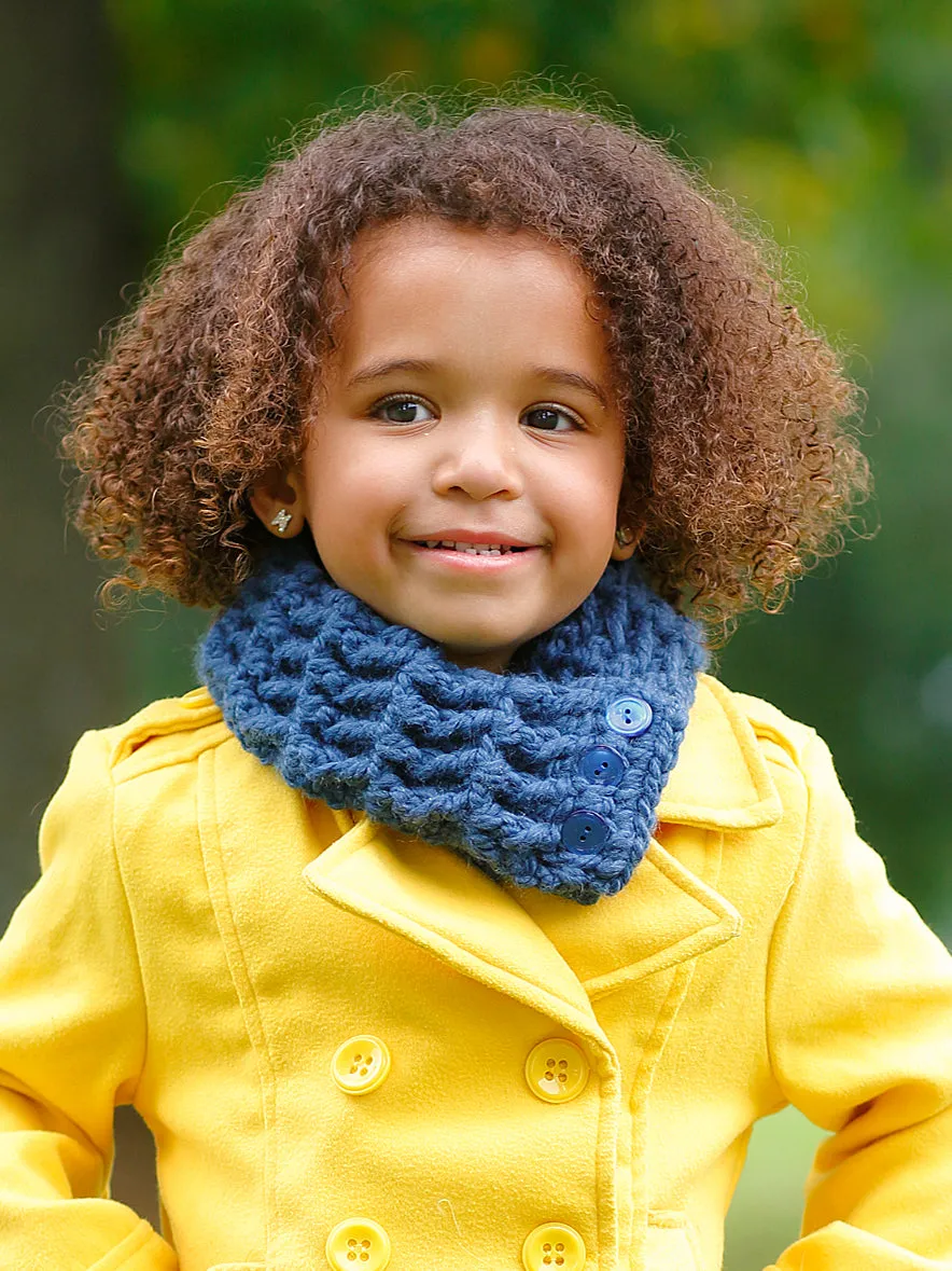 Denim blue button scarf