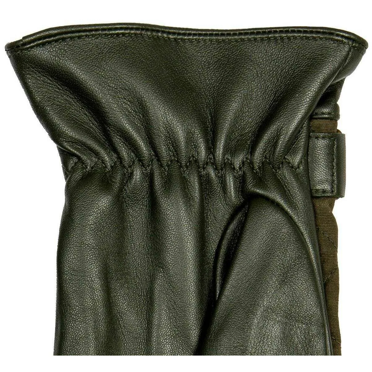 Dents Bruton Waxed Cotton Quilted Touchscreen Leather Gloves - Olive Green