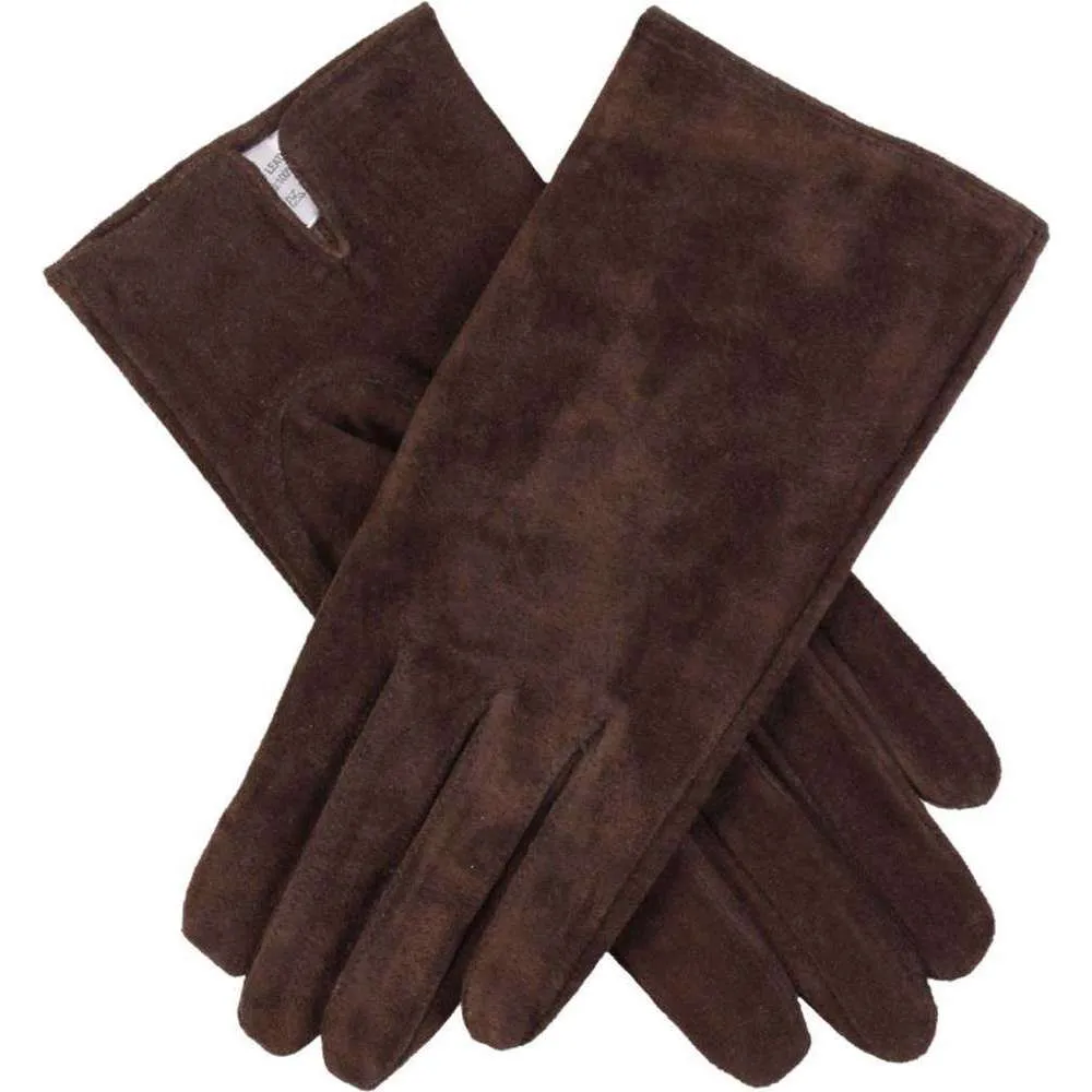 Dents Emily Plain Suede Gloves - Mocca Brown