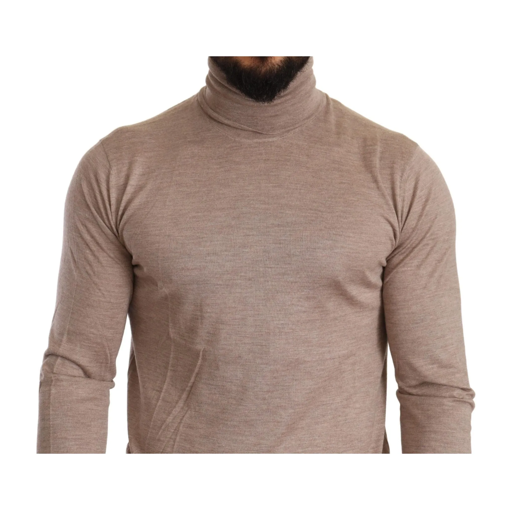 Dolce & Gabbana Beige Turtleneck Cashmere-Silk Blend Sweater