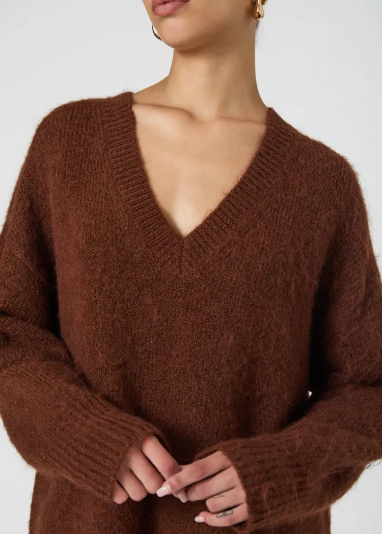 French Connection Fluffy Knit Jumper- Chocolate ***FINAL SALE***