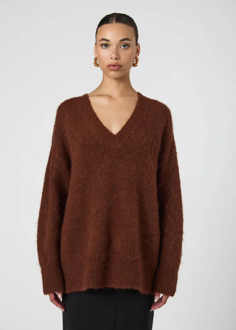 French Connection Fluffy Knit Jumper- Chocolate ***FINAL SALE***