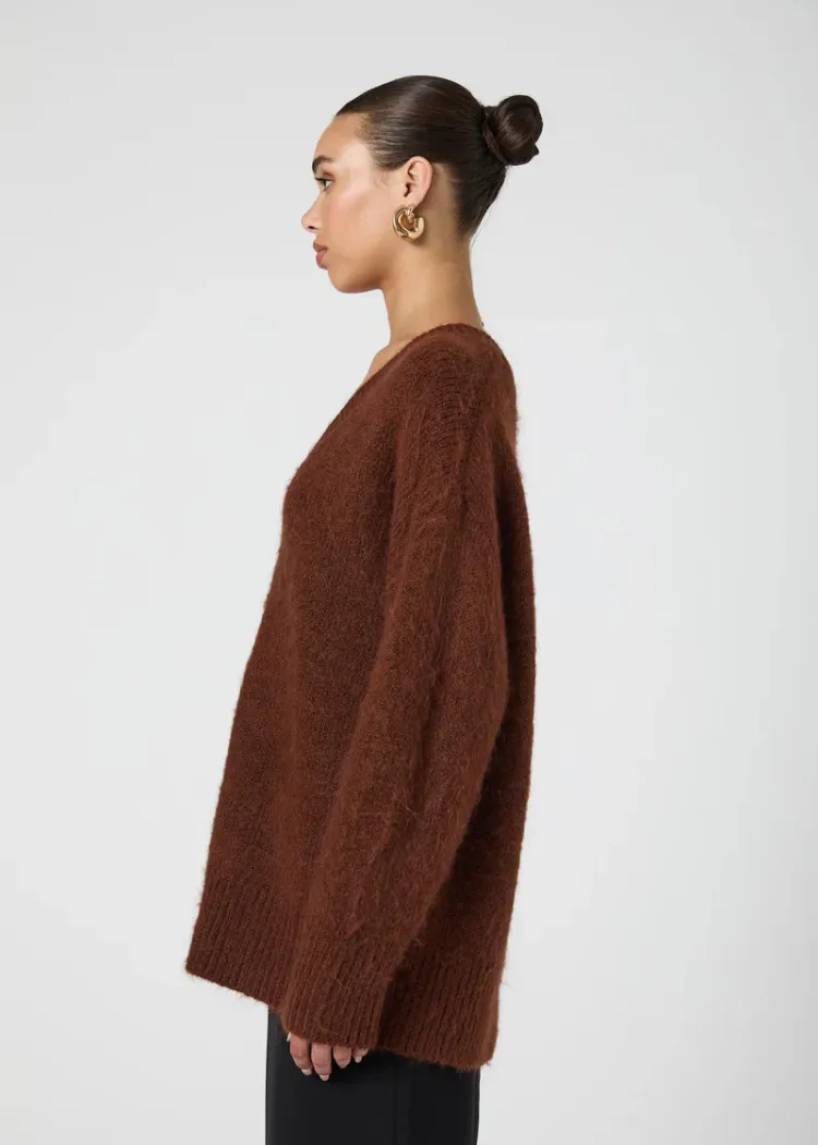 French Connection Fluffy Knit Jumper- Chocolate ***FINAL SALE***