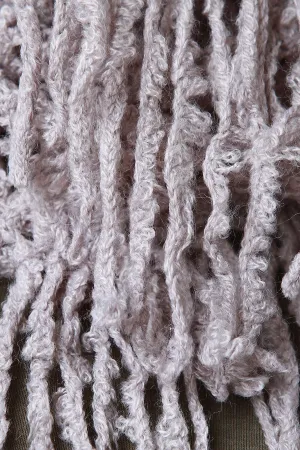 Fuzzy Stripe Knit Fringe Circle Scarf