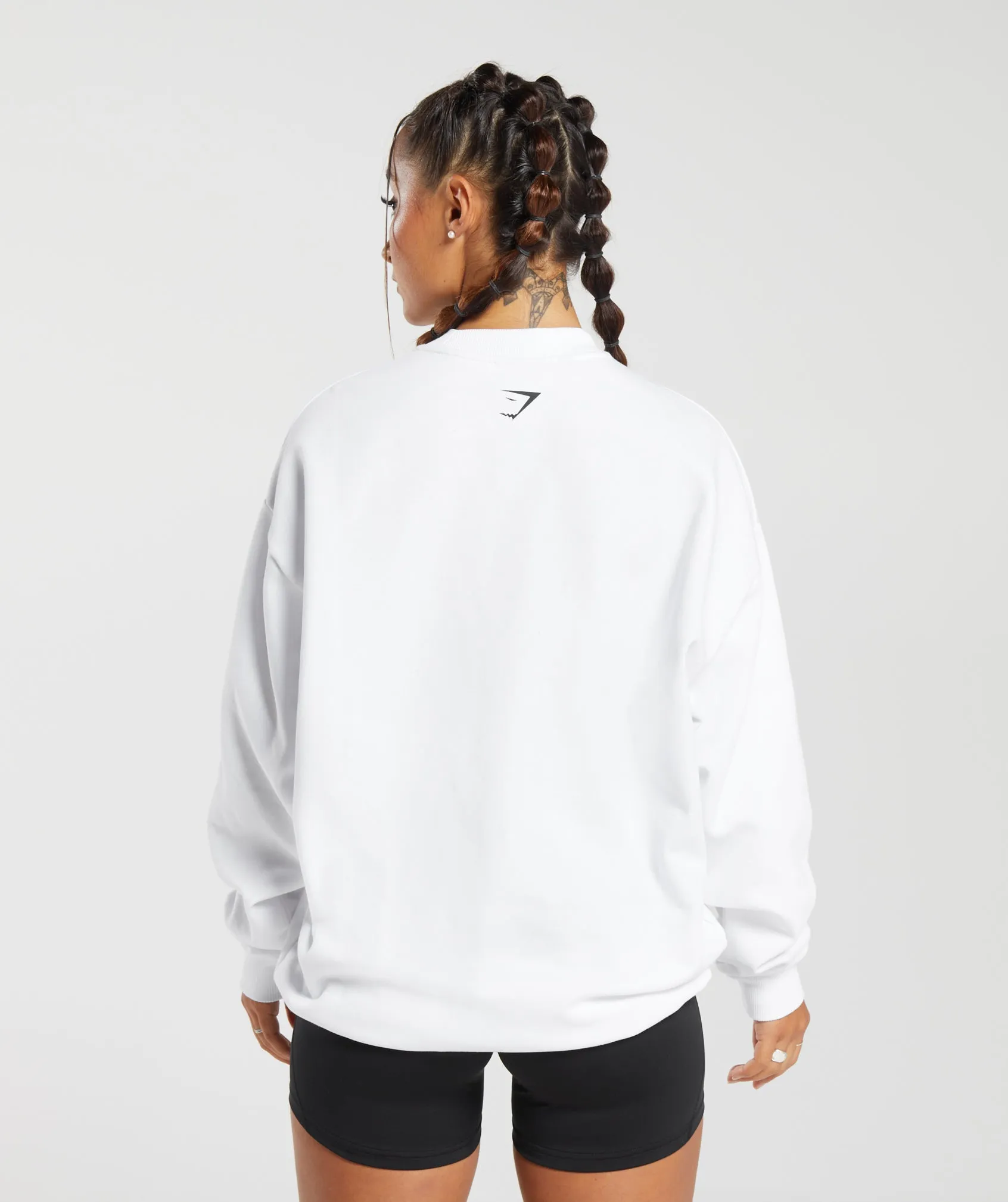 Gymshark Lifting Essentials Graphic Oversized Sweatshirt - White