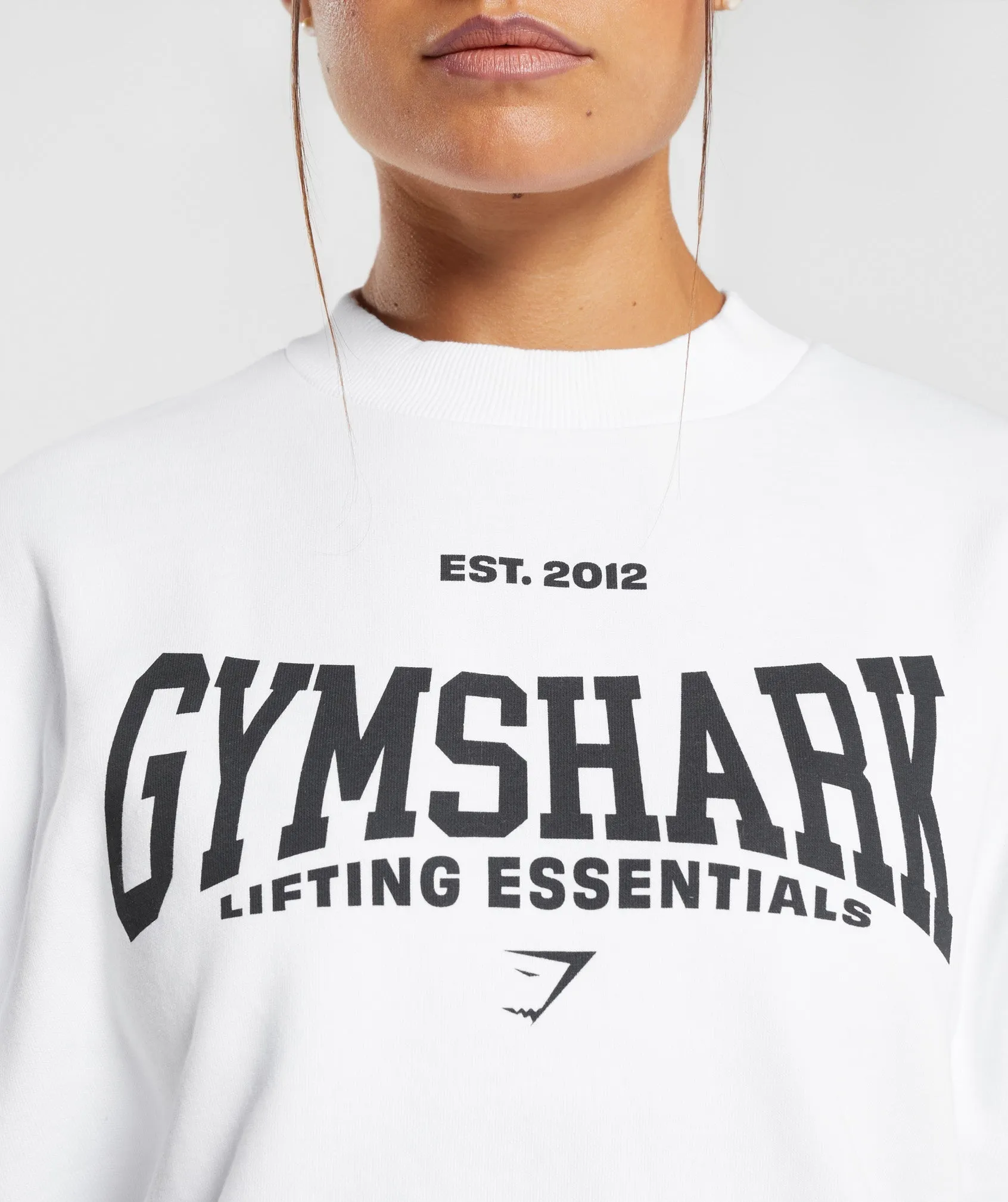 Gymshark Lifting Essentials Graphic Oversized Sweatshirt - White