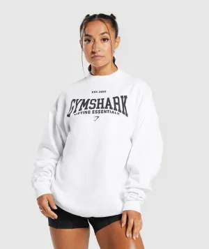 Gymshark Lifting Essentials Graphic Oversized Sweatshirt - White