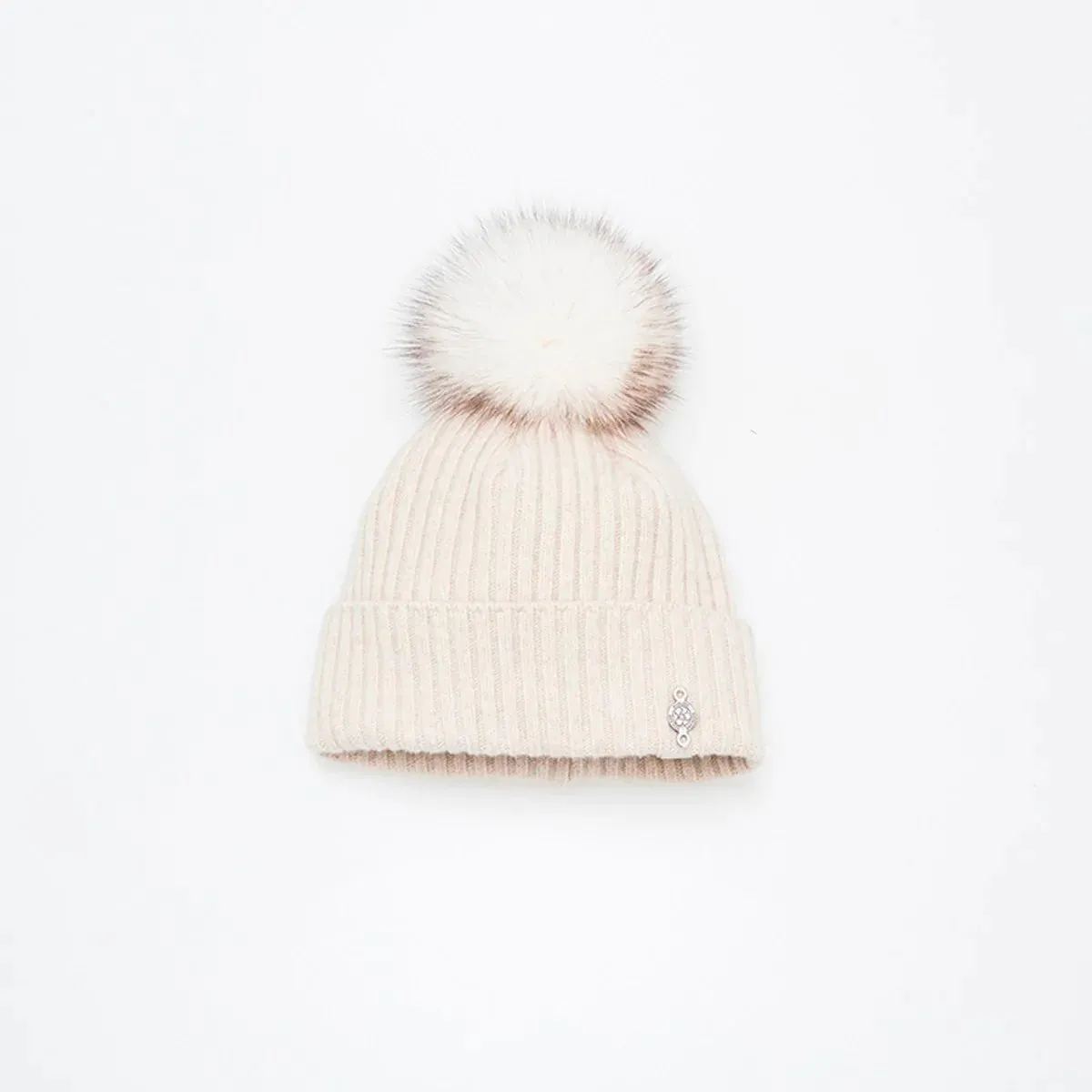 Harricana | Recycled Cashmere Beanie with Upcycled Fur Pom