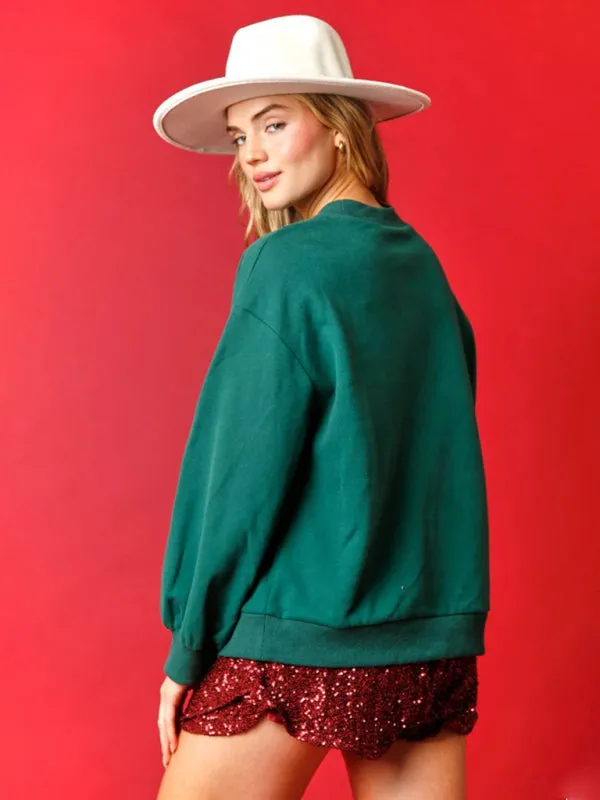 Holiday Sparkle: Oversized Sequin Pullover for Xmas