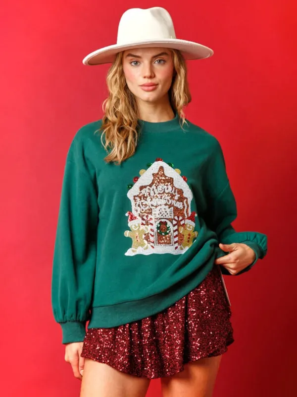 Holiday Sparkle: Oversized Sequin Pullover for Xmas