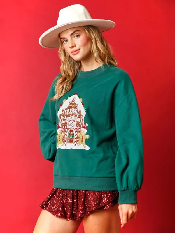 Holiday Sparkle: Oversized Sequin Pullover for Xmas