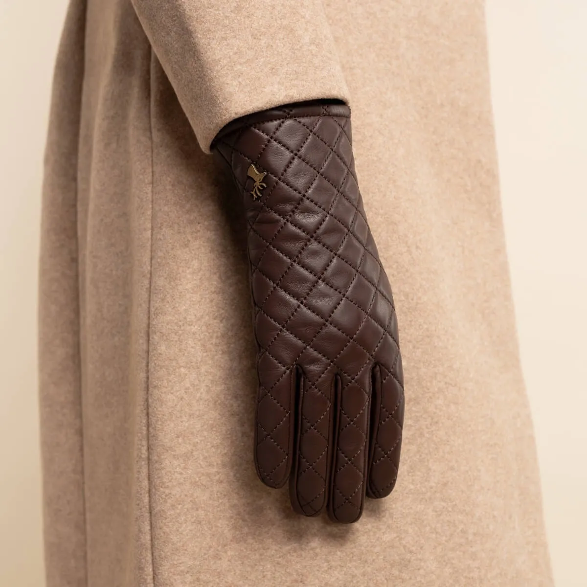 Kira (brown) - sheepskin leather gloves with wool/cashmere lining & touchscreen feature