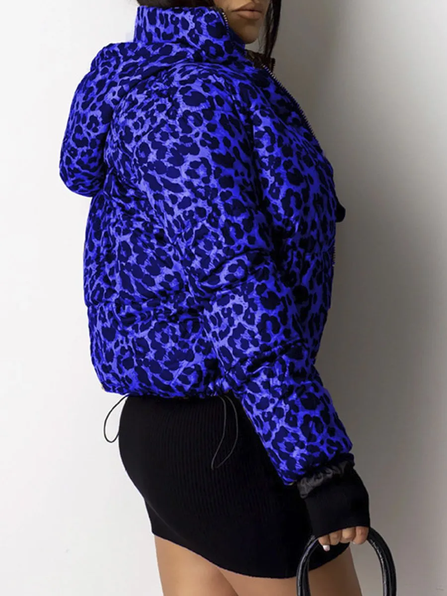 Leopard Print Thick Jacket Coat - Multicolor