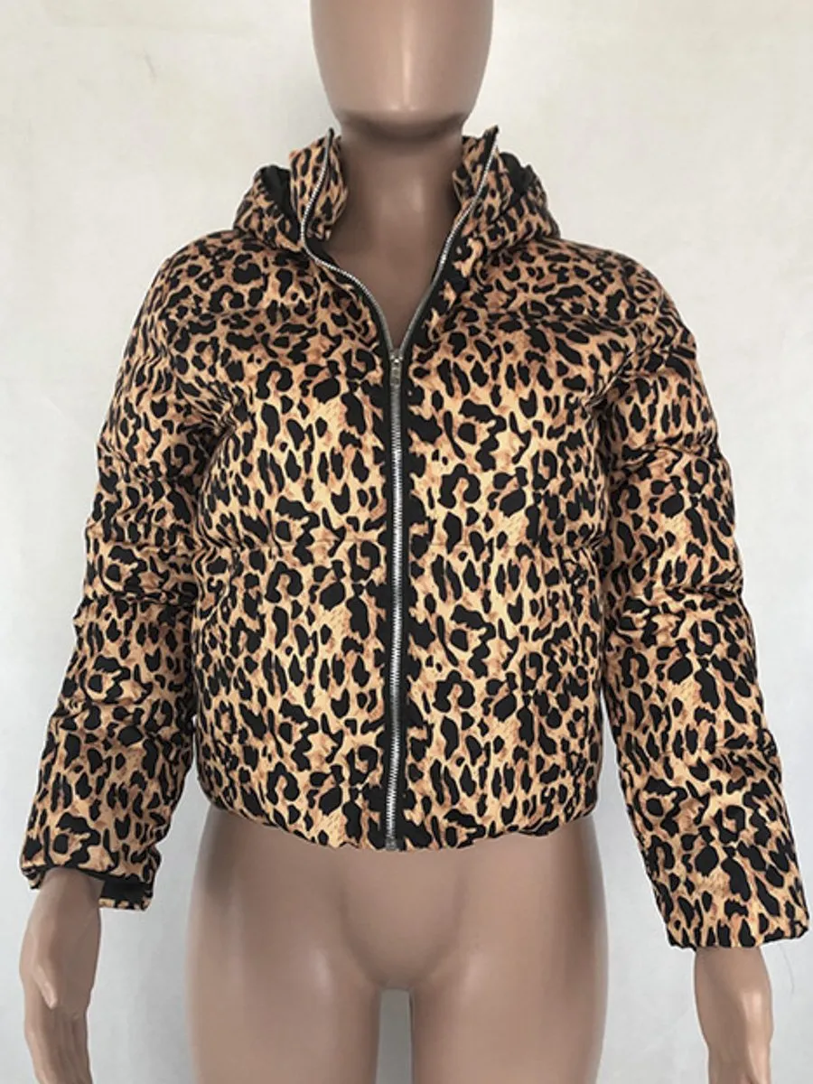 Leopard Print Thick Jacket Coat - Multicolor