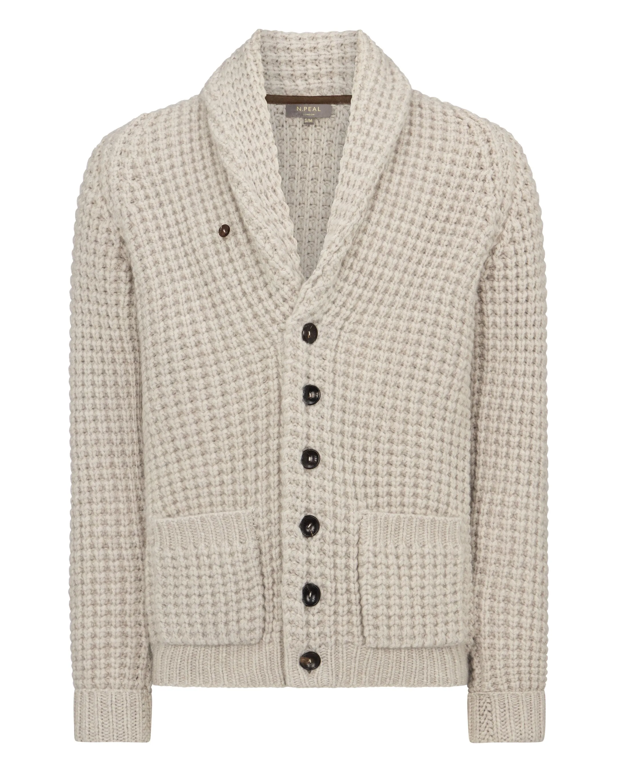 Men's Textured Kensington Cashmere Cardigan Sand Brown