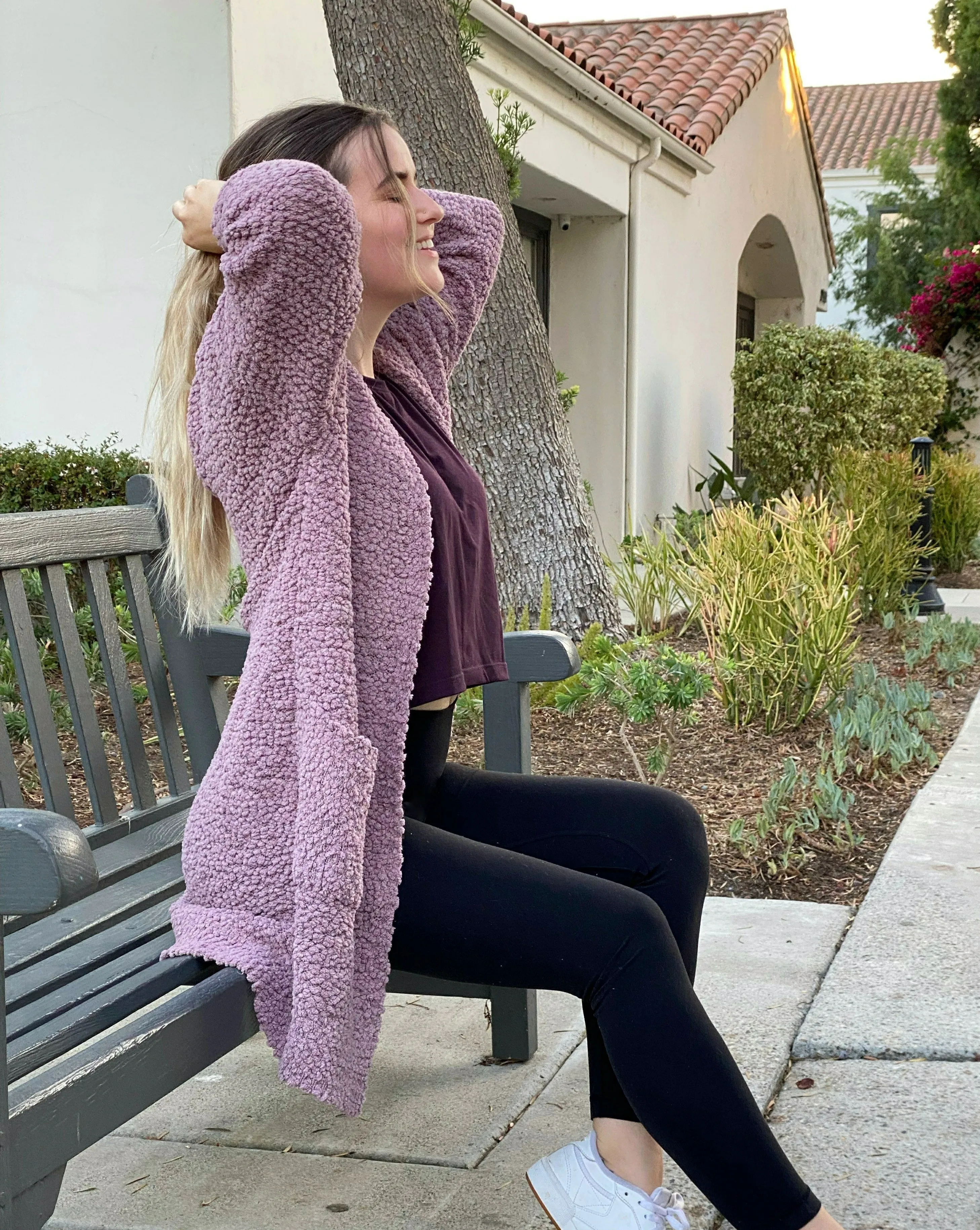 MEROKEETY Soft Chunky Knit Open Front Cardigan