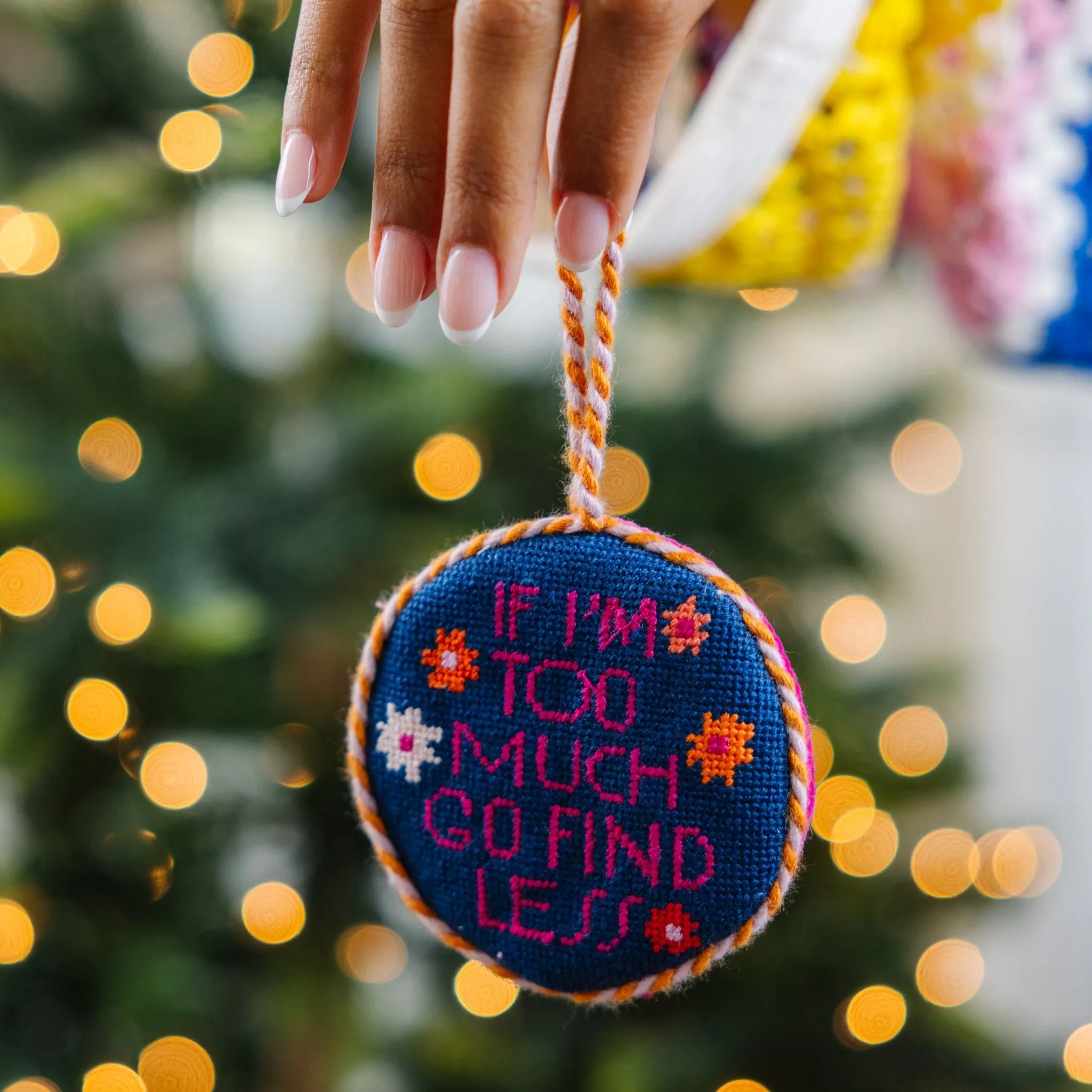 Needlepoint Ornament - Go Find Less