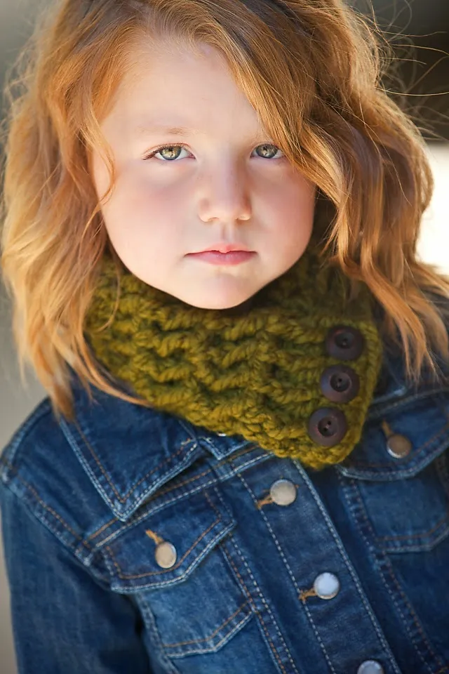 Olive green button scarf