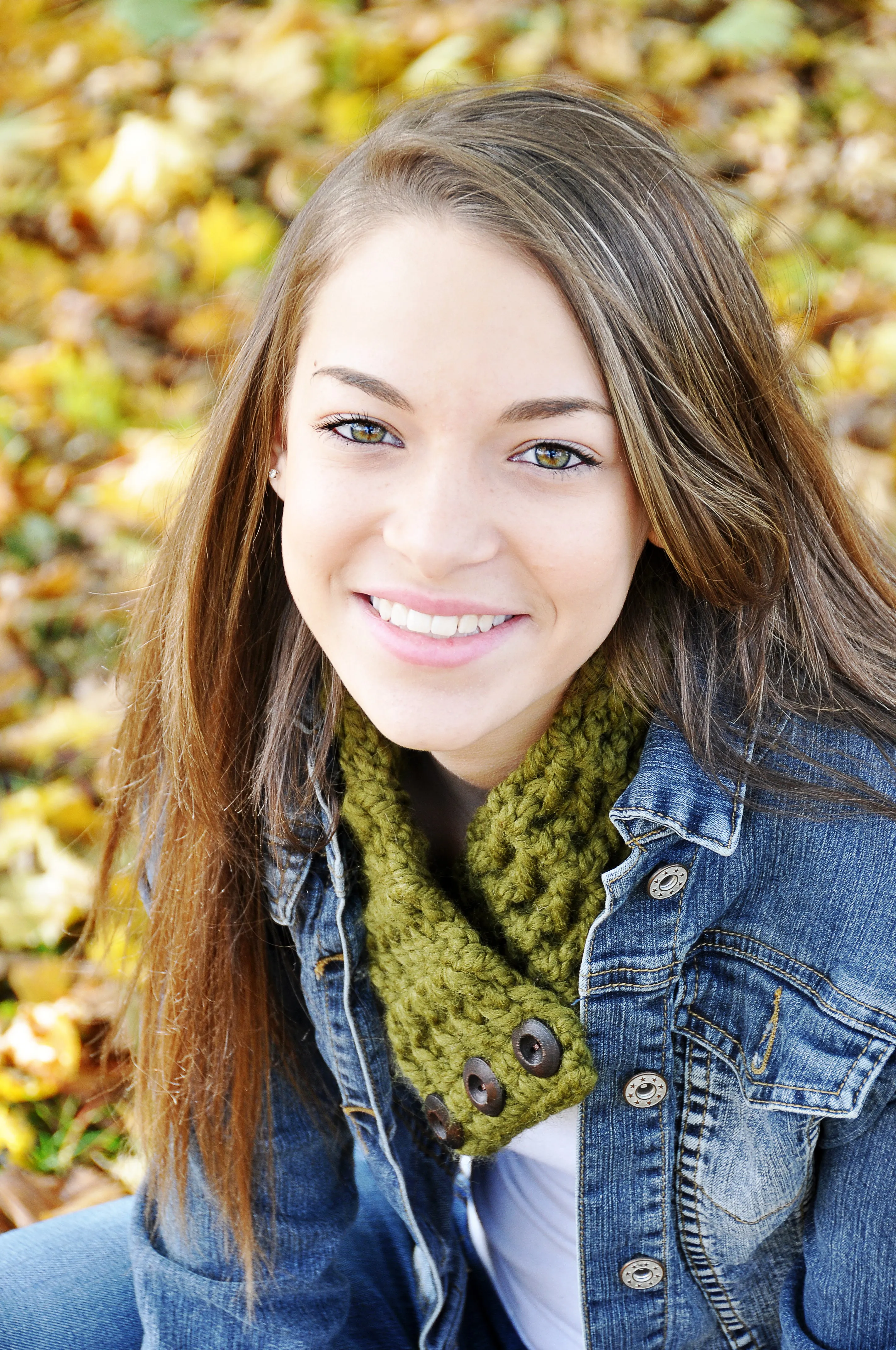 Olive green button scarf