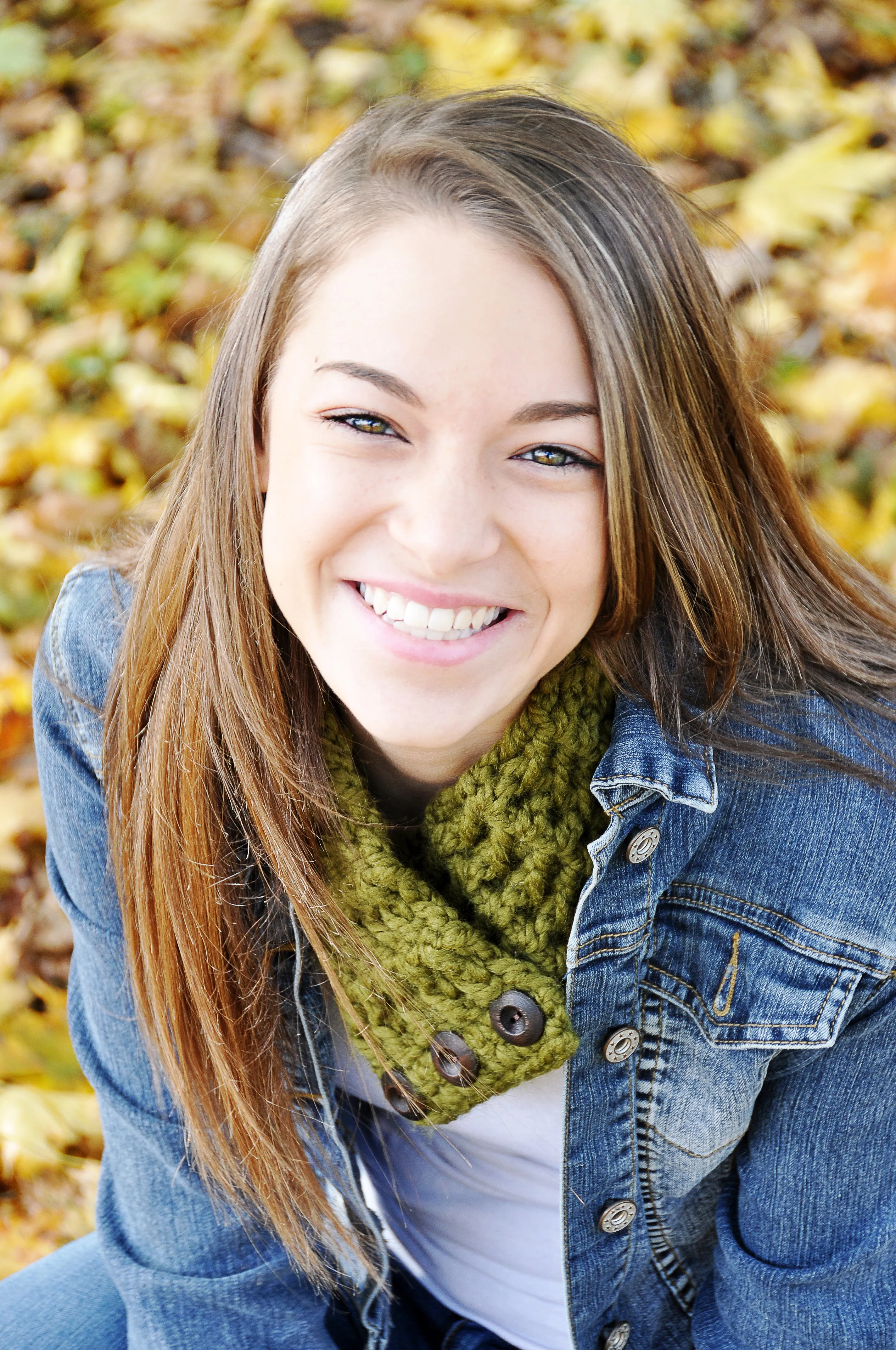 Olive green button scarf