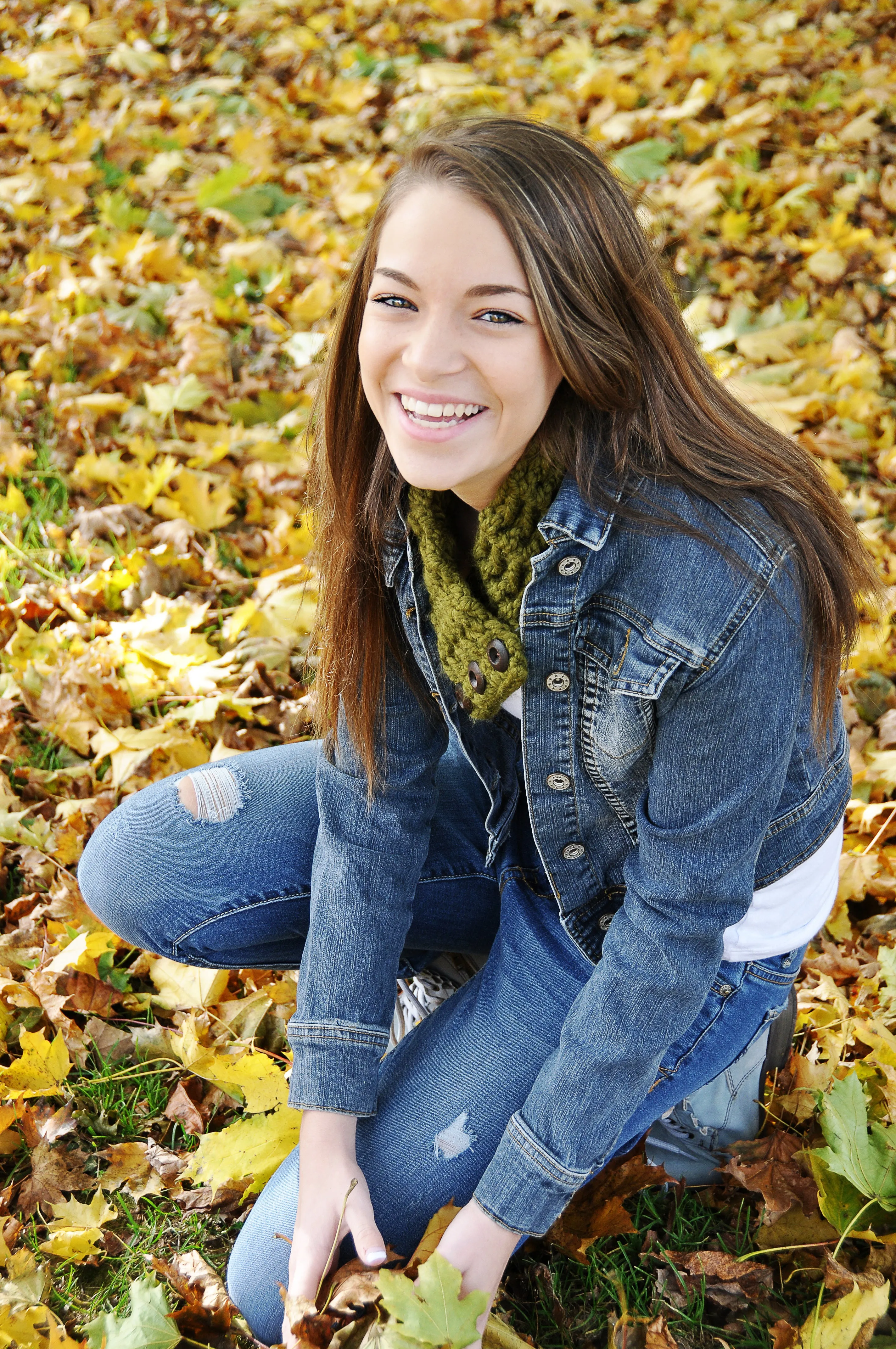 Olive green button scarf