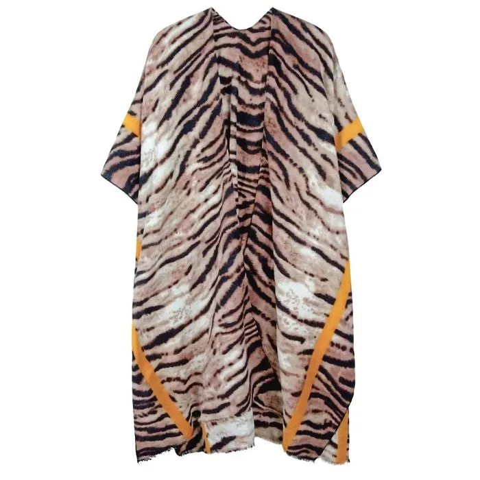 Orange Stripe Tiger Cozy Kimono